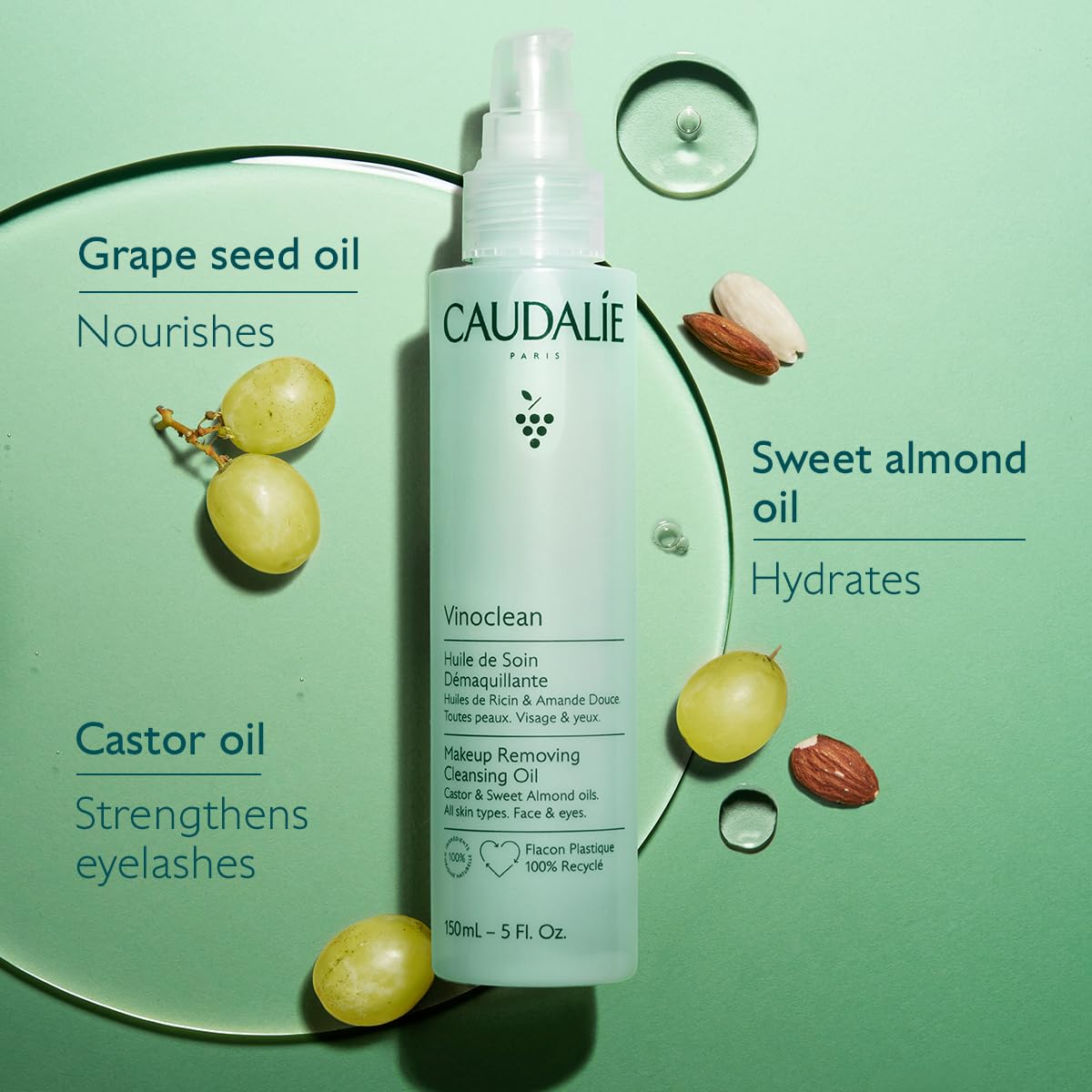 Experience Radiant Skin with Caudalie Viclean Makeup Removing Cleansing Oil - 150 ml