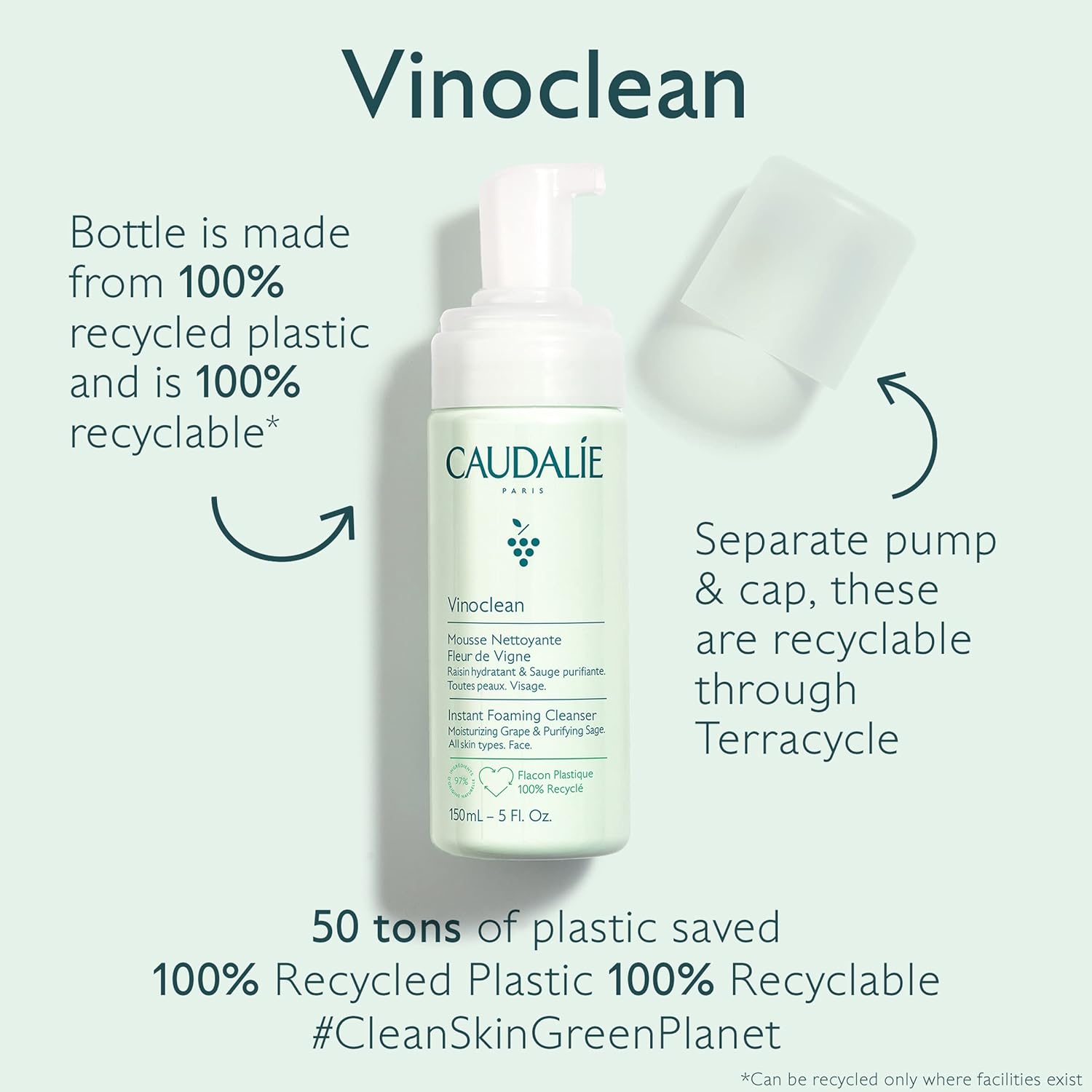 Revitalize Your Skin with Caudalie Viclean Instant Foaming Cleanser - 150Ml